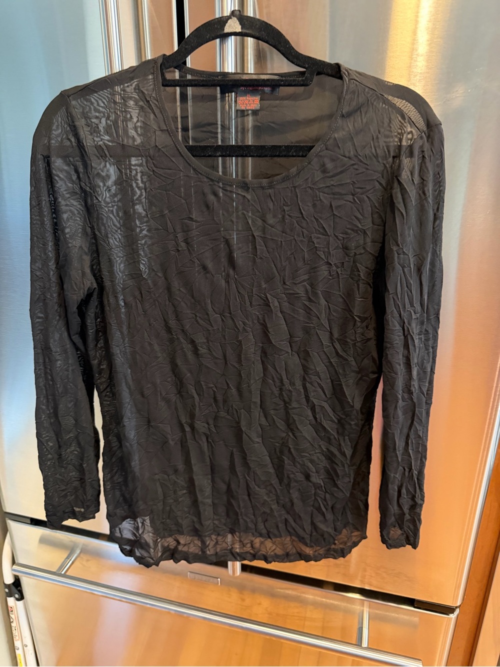 Black Sheer Long-Sleeve Women's Top by (unknown)